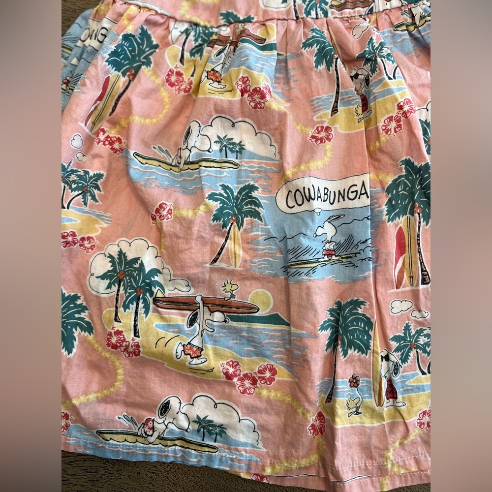 Reyn Spooner x Peanuts Girls Sundress Size 2 T Surfing Snoopy Back Zip - Picture 3 of 11